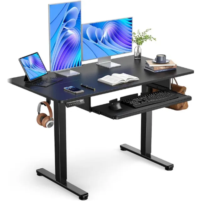 PEAM In Hoogte Verstelbaar Elektrisch Staand Bureau - 120 X 60 Cm - In Hoogte Verstelbaar Elektrisch Staand Bureau - Zit-Sta Bureau - Computertafel ZWART