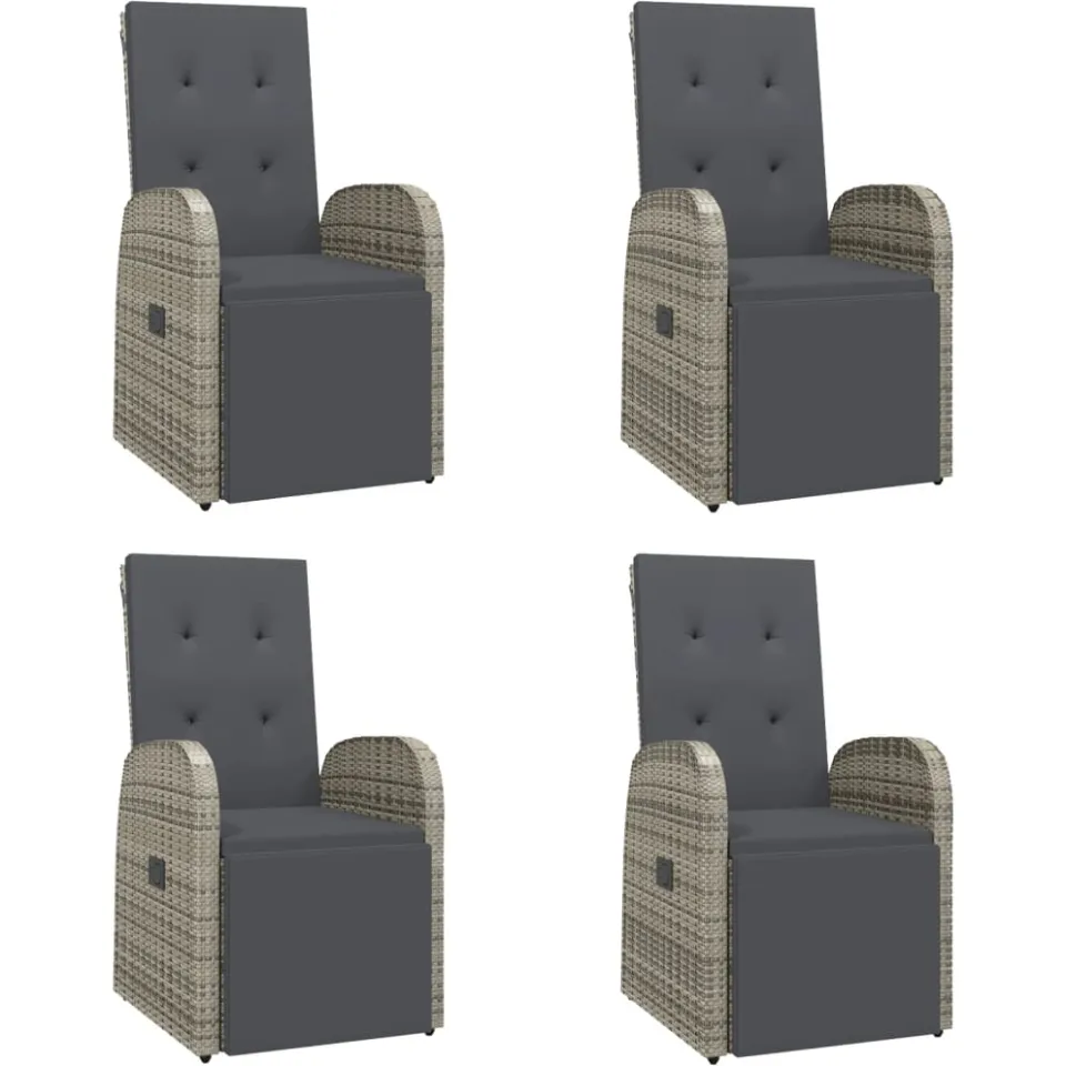 vidaXL 5-delige Tuinset met kussens poly rattan grijs, foto 3