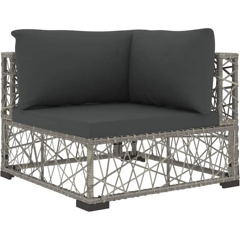 vidaXL 6-delige Loungeset met kussens poly rattan grijs, foto 4