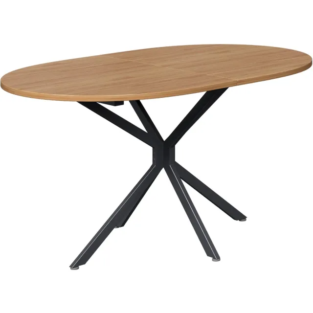 MUVANO Ovale Eettafel - Moderne Eettafel - Eettafel MDF - Metalen Poten - Stabiel - Compact - Eetkamer - 120x80x75,5cm - 4-6 Personen - Natuur Eiken