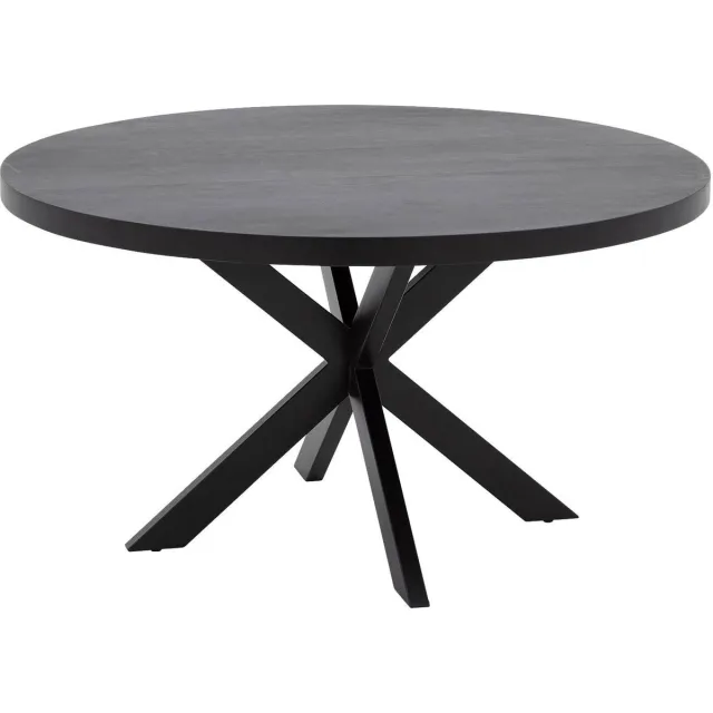 Goossens Eettafel Lecca - 140 x 76 x 140 - mango - zwart - rond mango zwart gelakt