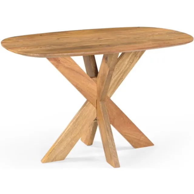Benoa Eettafel Deens Ovaal Runa mangohout met Houten Onderstel 120x80x76 cm Naturel