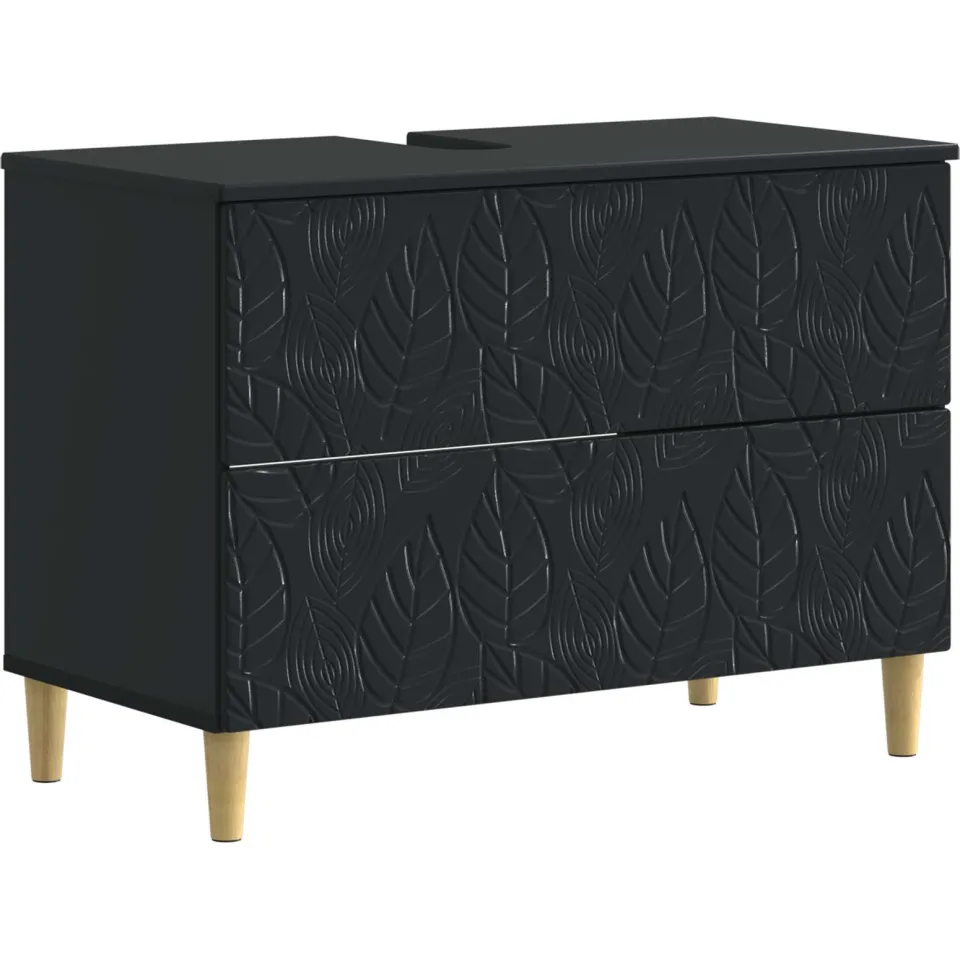 vidaXL Badkamer wastafelkast DELFT Zwart 82 x 41 x 59 cm Bewerkt hout, foto 3