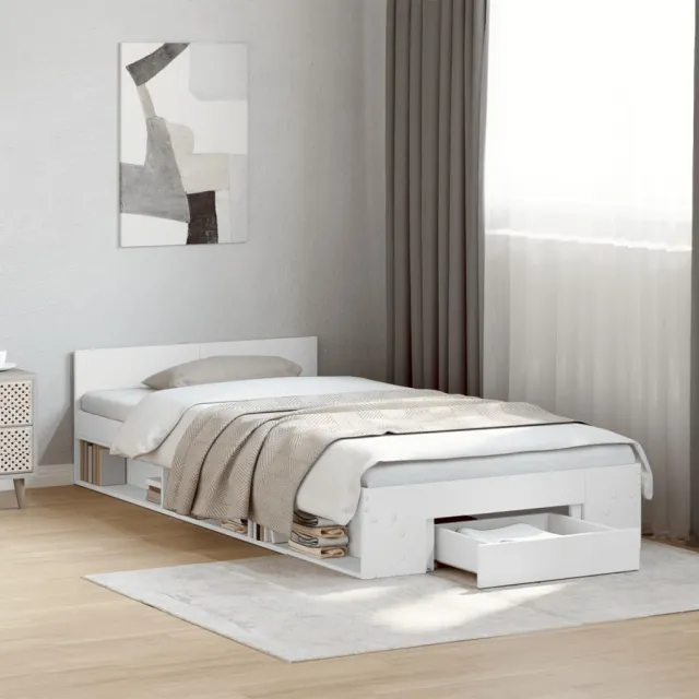 vidaXL Bedframe met lade bewerkt hout wit 90x200 cm