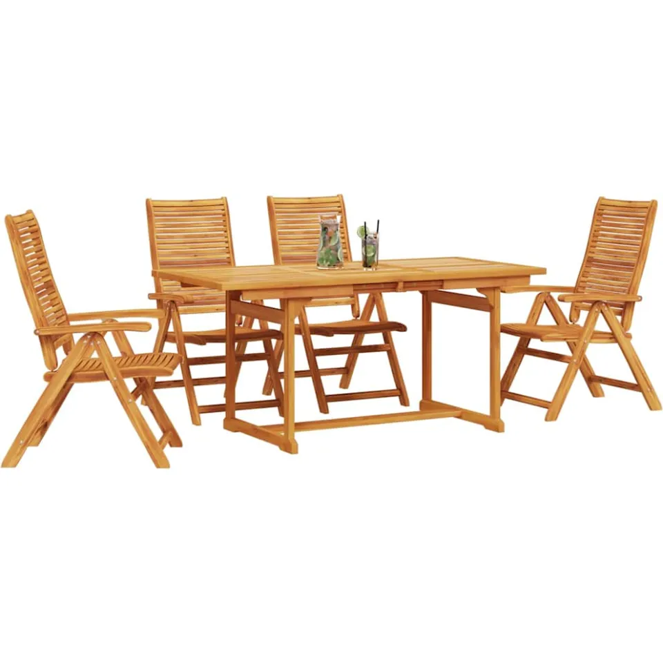 vidaXL Tuin eettafelset 5 st Bruin Massief Acaciahout