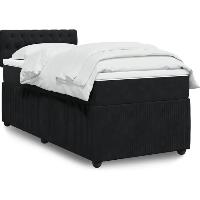 vidaXL Boxspring met matras fluweel zwart 90x190 cm