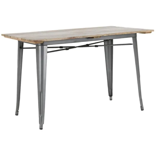 Bolero Bistro Eettafel Met Lattenblad Van Mangohout En Donkergrijze Poot 1200mm Grijs