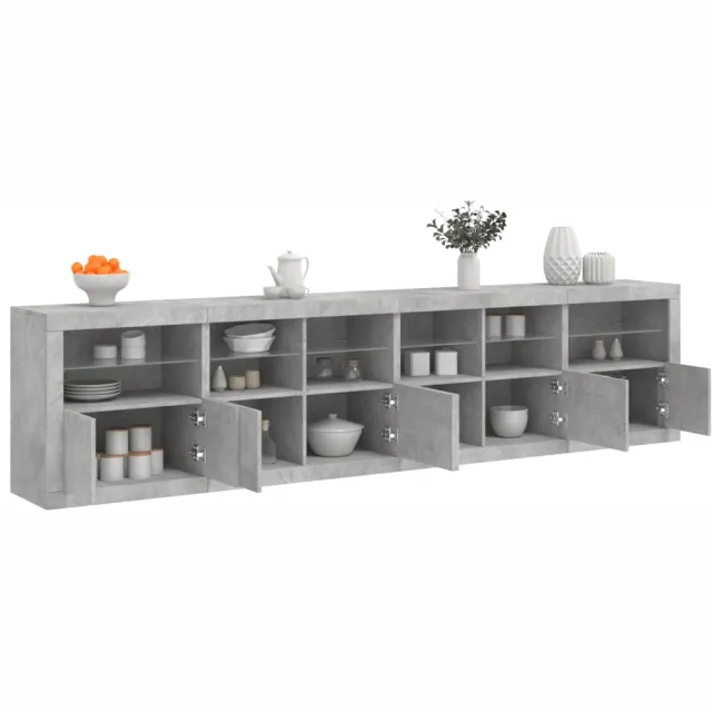 vidaXL Dressoir met LED-verlichting 283x37x67 cm betongrijs