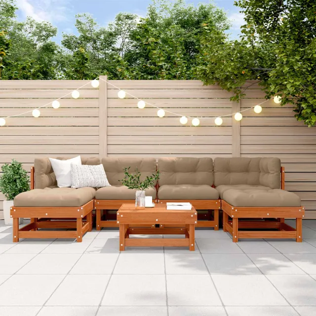 vidaXL Tuin loungeset 7 st Wasbruin Massief grenenhout bruin, foto 2