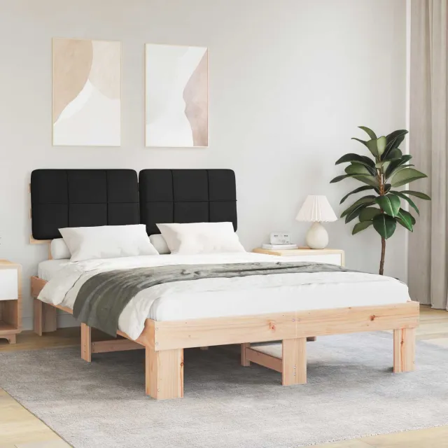 vidaXL Bedframe met Gevoerd Hoofdgedeelte Zwart 160 x 200 cm