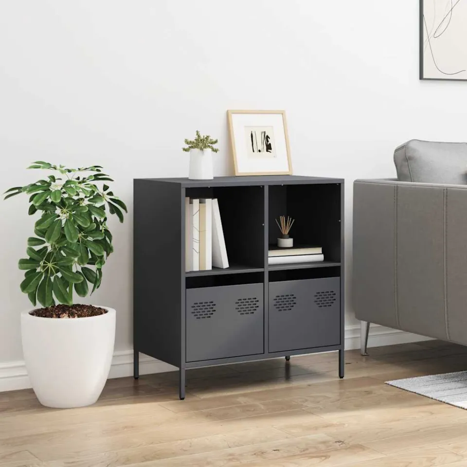 vidaXL Dressoir 68x39x73,5 cm koudgewalst staal antracietkleurig, foto 2