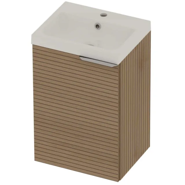 Basic-Line Pretty 36 Badmeubelset Polystone 1 Kraangat 45x36x70 cm Lamello Oak Glans Wit
