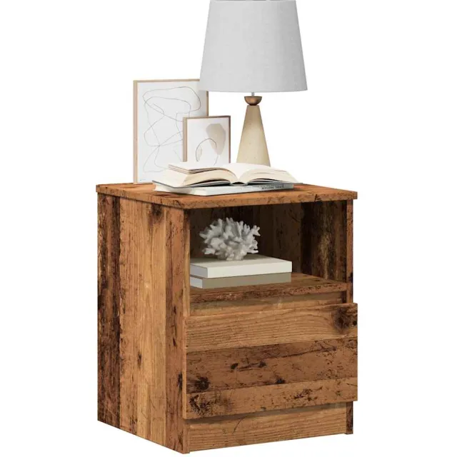 vidaXL Nachtkastjes 2 st 40x40x50 cm bewerkt hout oud houtkleurig bruin, foto 2