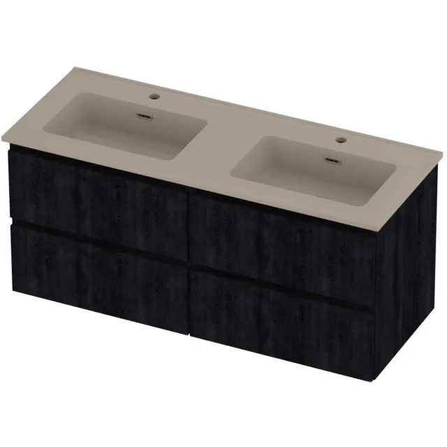 Proline Tribute Badmeubelset Porselein 4 Laden 120x46x54 cm Mat Crème Cotton Charcoal Oak Eiken