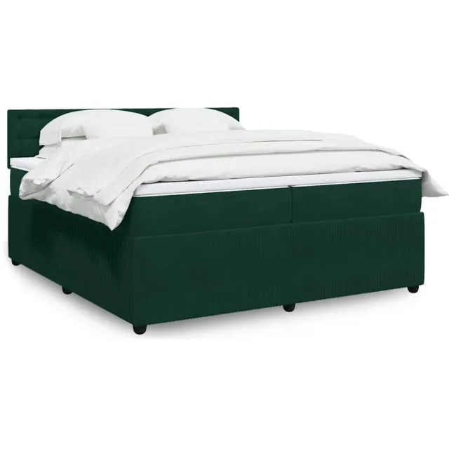vidaXL Boxspring met matras fluweel donkergroen 200x200 cm groen