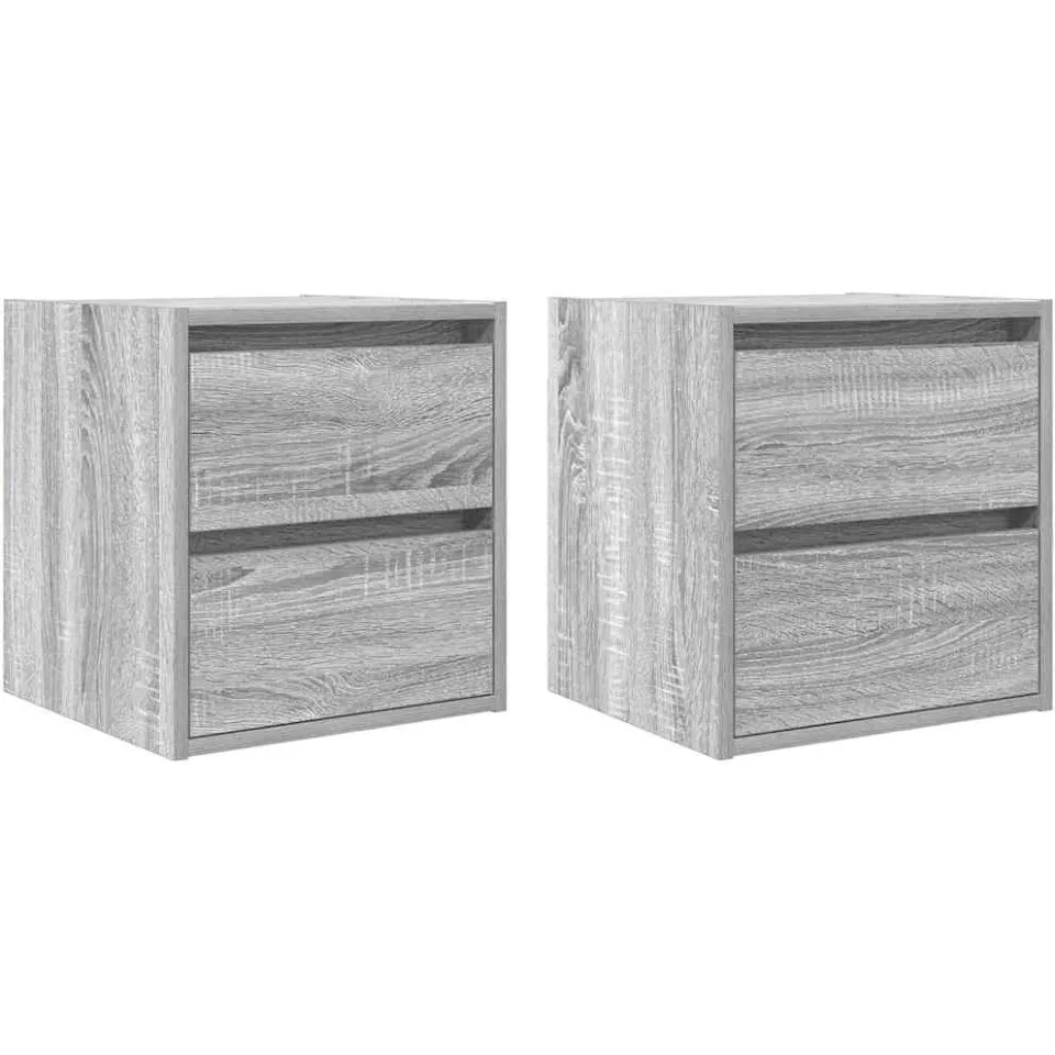 vidaXL Nachtkastjes 2 st wandgemonteerd 38x34x40 cm grijs sonoma eiken