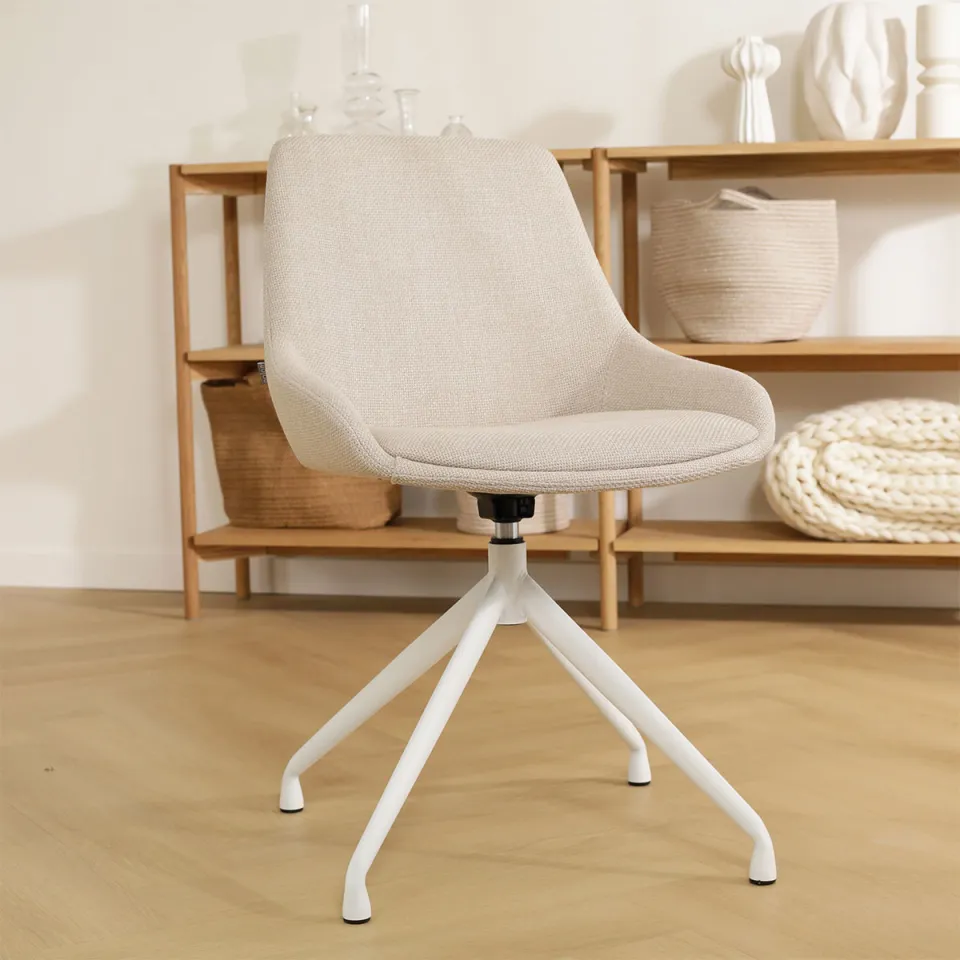 Nolon Nola-Isa draaibare eetkamerstoel beige - wit onderstel, foto 2