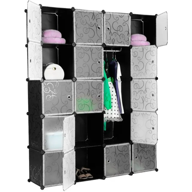 Mura Logistiek Mura Kast - Vakkenkast - 145 x 37 x 185 cm - 2 kledingrails - Wit