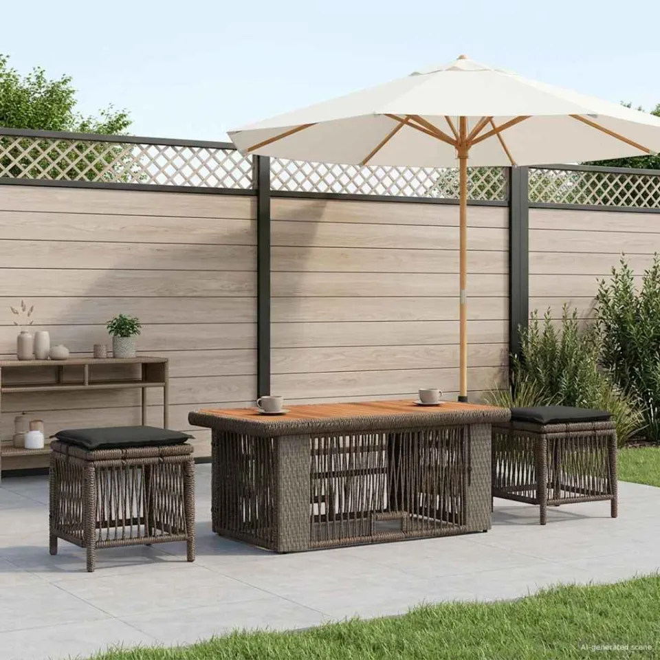 vidaXL Tuin eettafelset 4 st Grijs en Donkergrijs poly rattan, foto 3