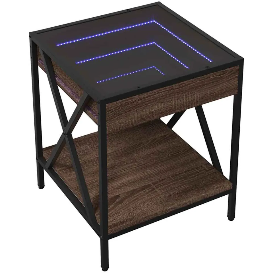 vidaXL Salontafel met Infinity LED 40x40x49 cm bruin eikenkleurig