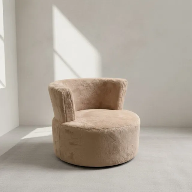Mbc-Living laizy chair - super soft Fluffy stof - 80cm dia - taupe