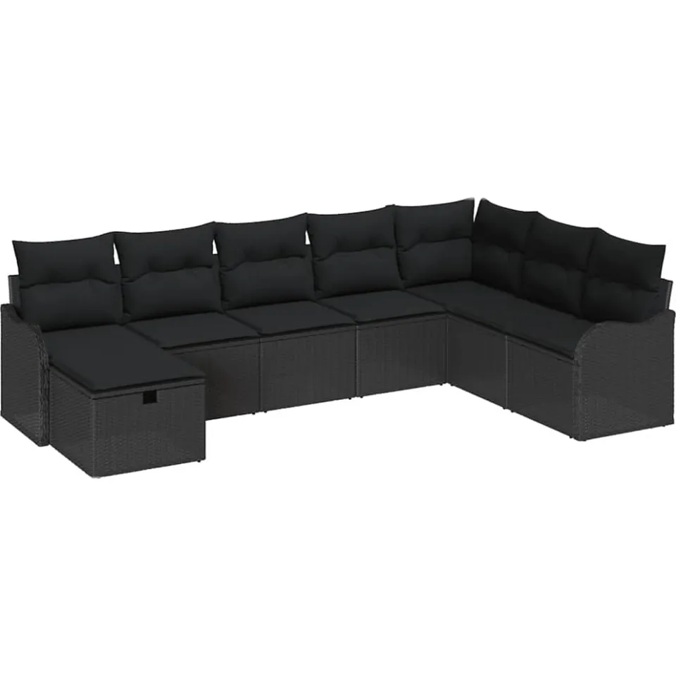 vidaXL Tuin Sofa Set 8 st Zwart poly rattan, foto 4