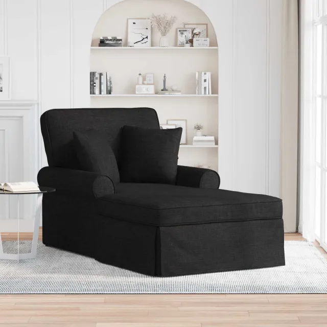 vidaXL Chaise Lounge met Rok 3 st Zwart Stof 91 x 157 x 91 cm, foto 2