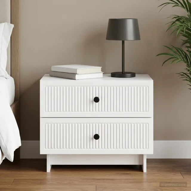 vidaXL Nachtkastje met lade Wit 62 x 34,5 x 47,5 cm Bewerkt hout, foto 2