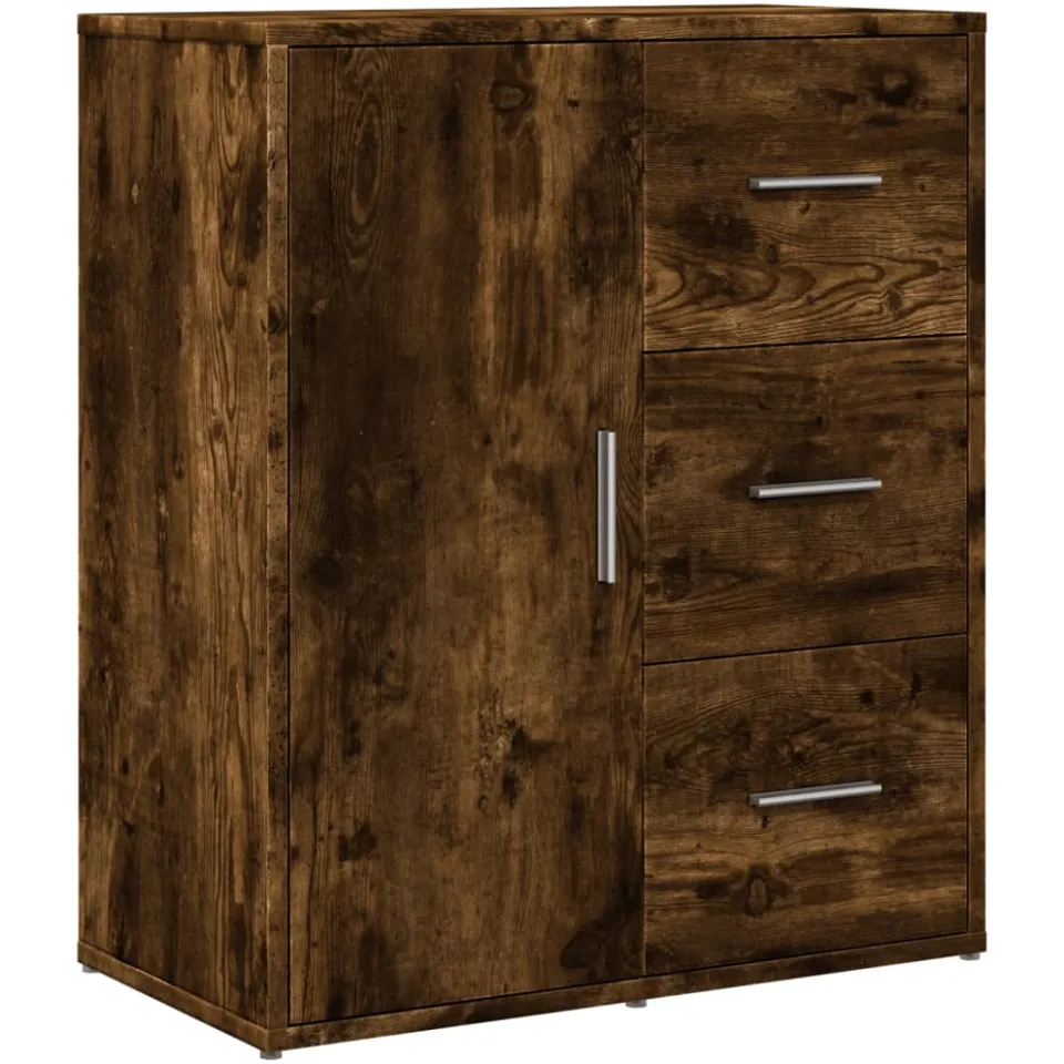 vidaXL Dressoirs 2 st 60x31x70 cm bewerkt hout gerookt eikenkleurig, foto 4