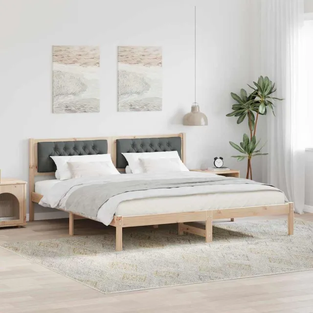 vidaXL Bedframe Donkergrijs 160 x 200 cm Massief grenenhout bruin