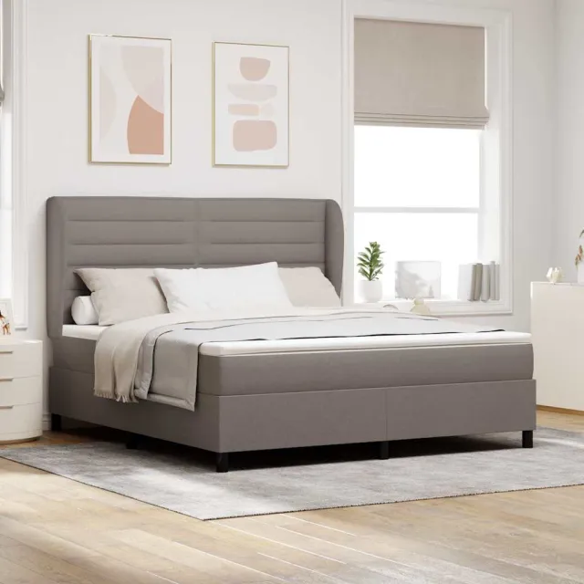 vidaXL Boxspring bed met hoofdeinde Taupe 180 x 200 cm Stof