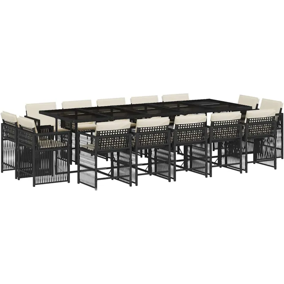 vidaXL 15-delige Tuinset met kussens poly rattan zwart, foto 3