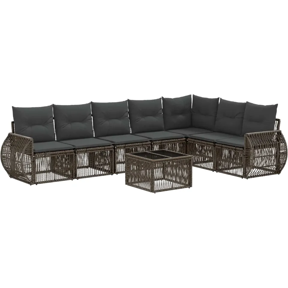 vidaXL Tuinbankenset 8 st Grijs en Donkergrijs poly rattan, foto 3