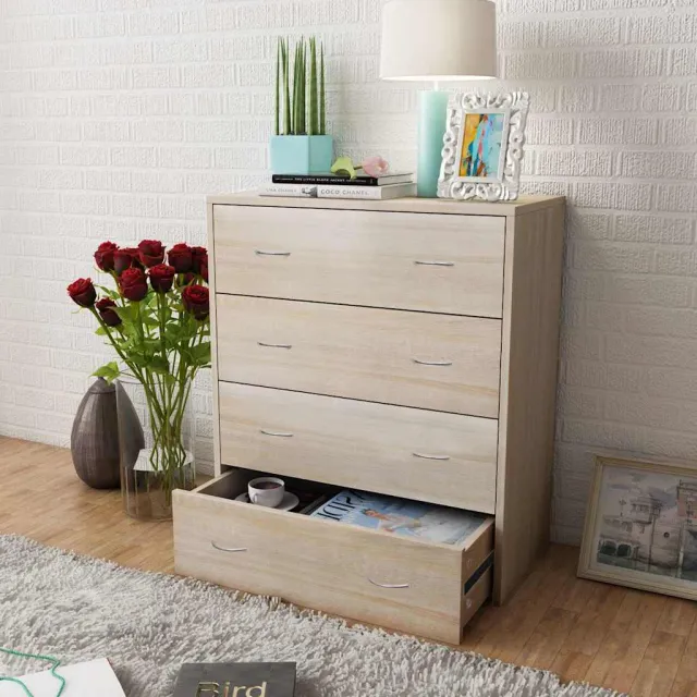 vidaXL Dressoir met 4 lades 60x30,5x71 cm eikenkleur Bruin