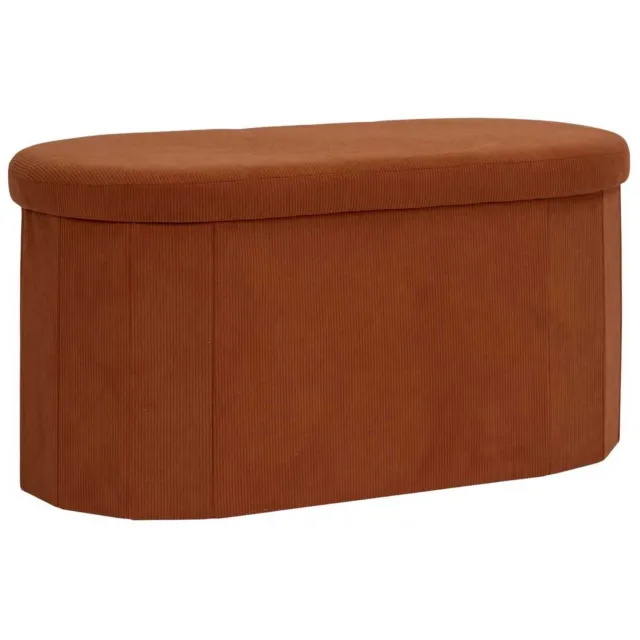 MISOU Poef - Opbergbox - Bankje - Speelgoedbox Opvouwbaar Met Deksel - Ribstof - Terracotta - JULES
