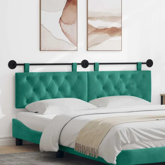 vidaXL Hangend hoofdbord Turquoise Fluweel