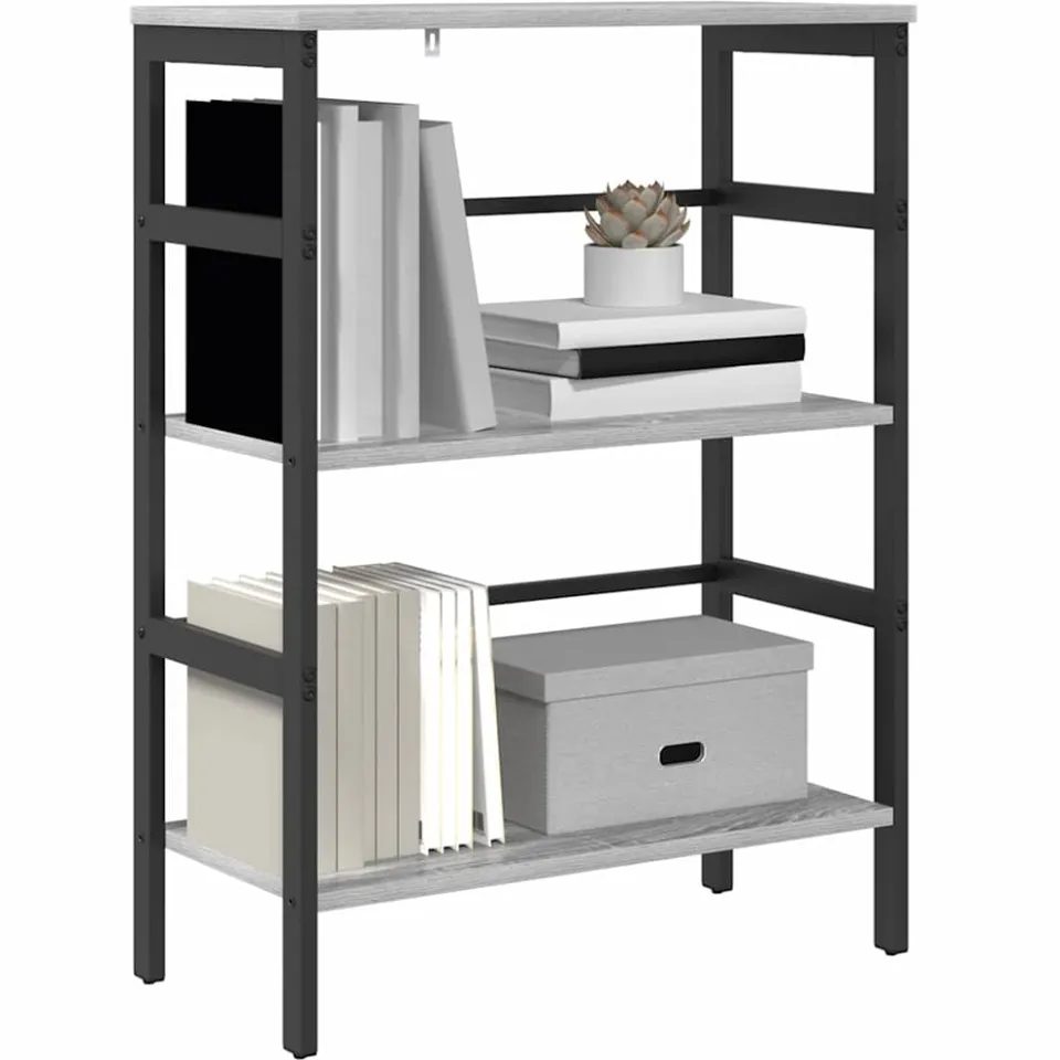 vidaXL Boekenkast 2-laags 60 x 29,5 x 81 cm Bewerkt hout Grijs Sonoma