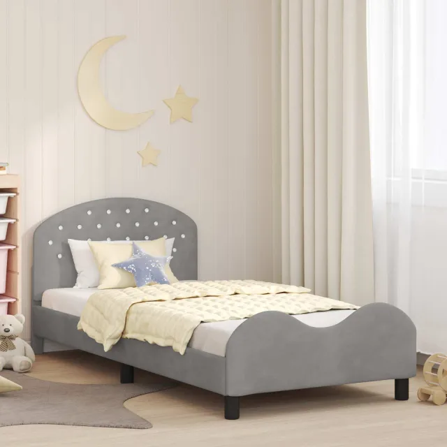 vidaXL Bedframe voor kinderen met hoofdbord Lichtgrijs 80 x 200 cm