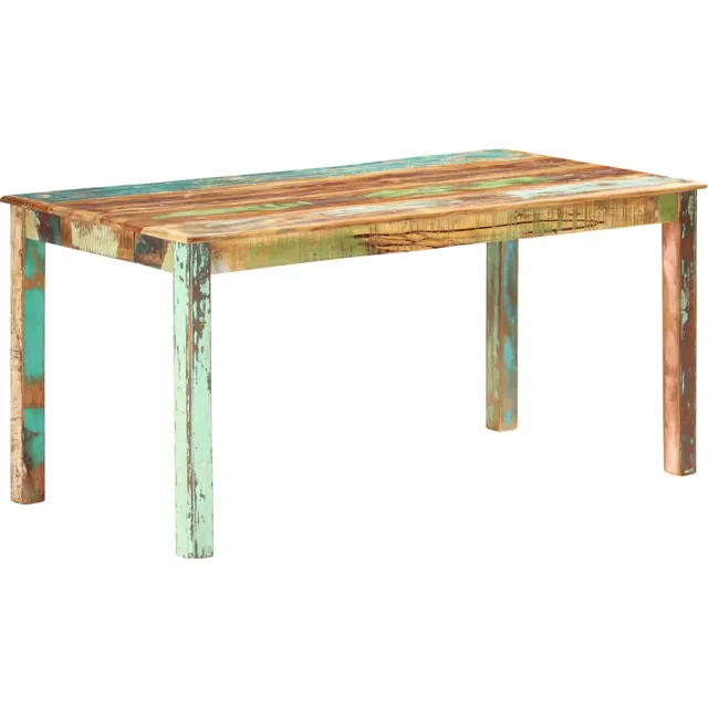 vidaXL Eettafel 160x80x76 cm massief gerecycled hout meerkleurig