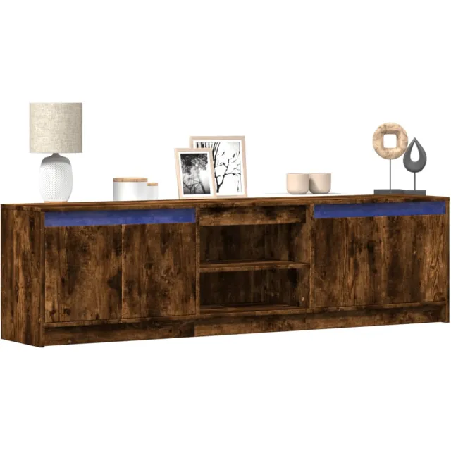 vidaXL Tv-meubel met LED 180x34x50 cm bewerkt hout gerookt eikenkleur