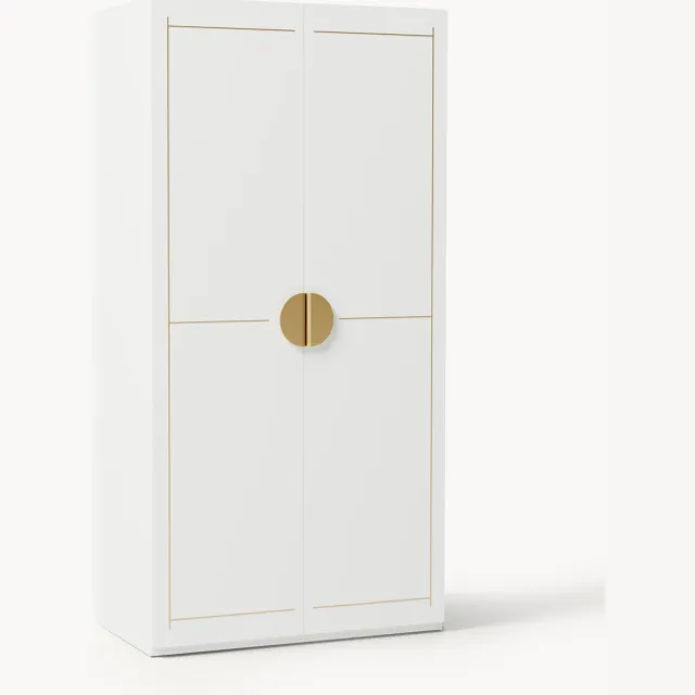 Westwing Collection Modulaire draaideurkast Denise, 100 cm breed, in verschillende formaten Wit, Goudkleurig