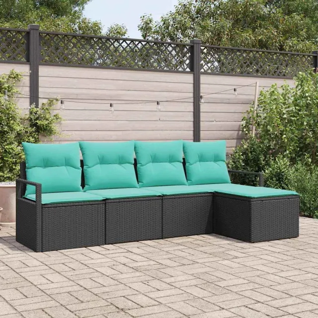 vidaXL Bankstel 5 st Zwart poly rattan, foto 2