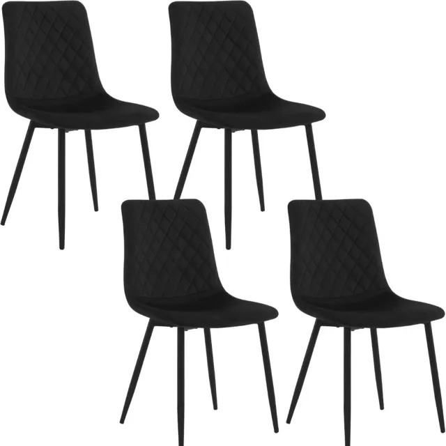 RosaBloom J&R Stoelen - Set van 4 stoelen - Eetkamerstoel - Eettafel stoel - Eetstoel - Stoel - Fluwelen stoel - Velvet - Fluweel - Houten Poot - Zwart
