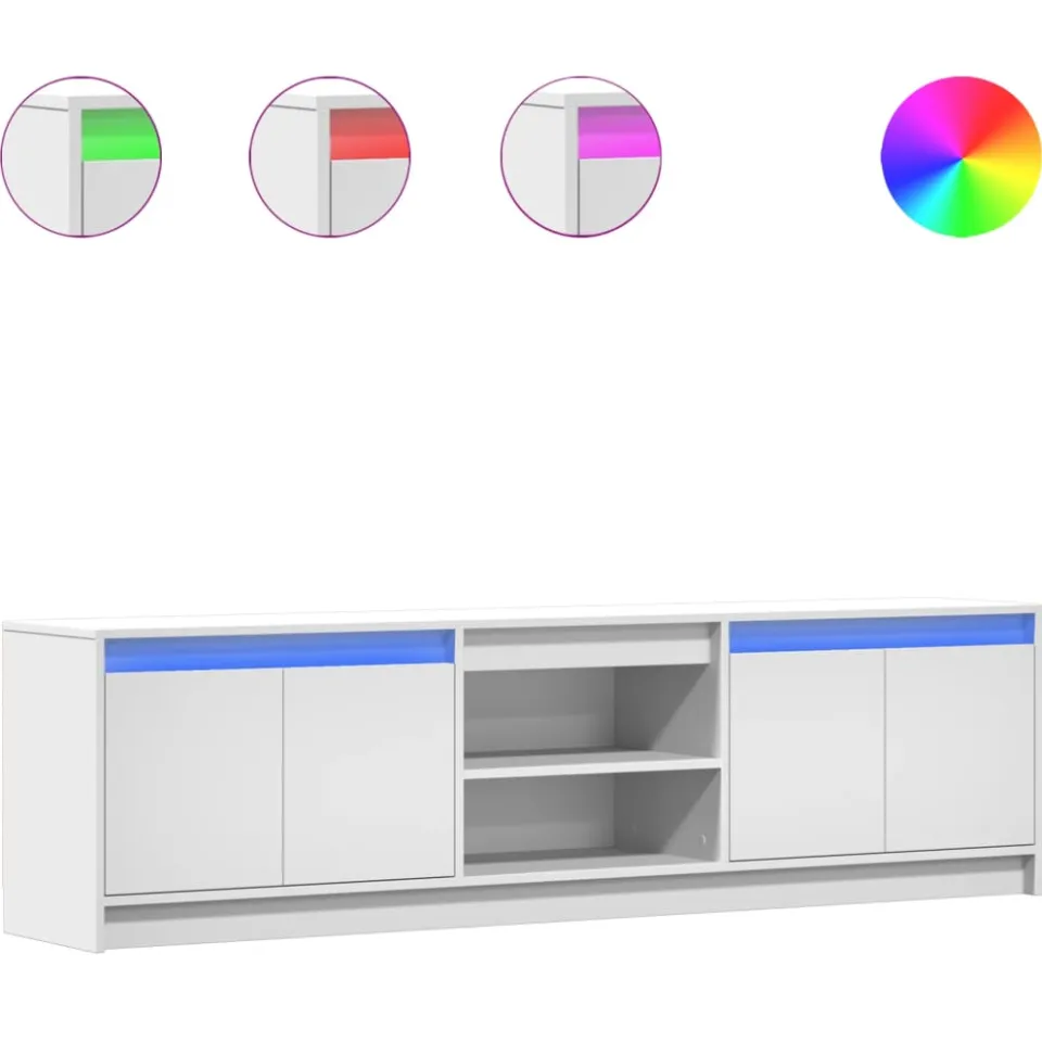 vidaXL Tv-meubel met LED 180x34x50 cm bewerkt hout wit, foto 3