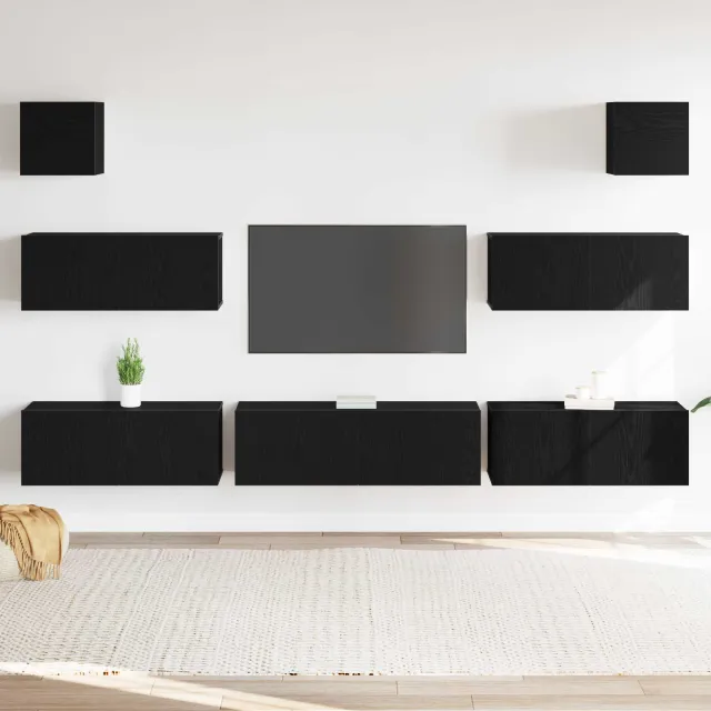 vidaXL Tv-meubelset 7 st 100 x 30 x 30 cm Zwart Eiken