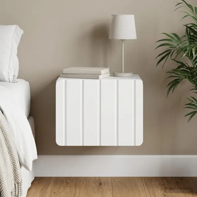 vidaXL Wandbeugel Bedkast met lade Wit 33 x 34,5 x 24 cm Bewerkt hout