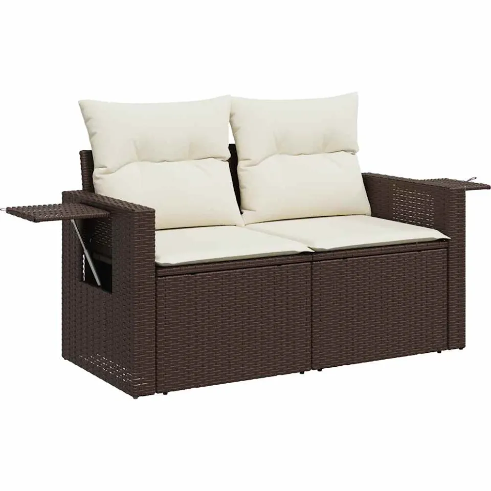 vidaXL 8-delige Loungeset met kussens poly rattan bruin, foto 4