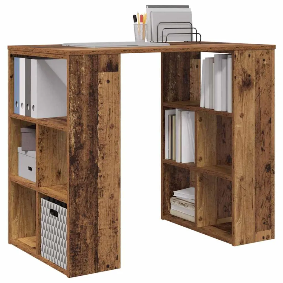 vidaXL Bureau Oud Hout 90 x 50 x 75 cm Bewerkt hout Bruin