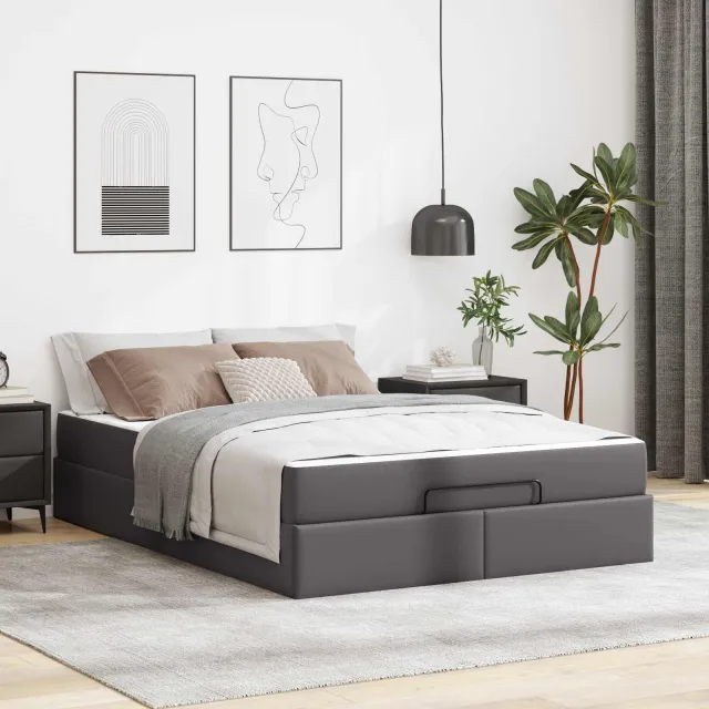 vidaXL Bedframe met matras Anders 2 st Grijs PVC