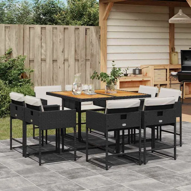 vidaXL 9-delige Tuinset poly rattan zwart, foto 2